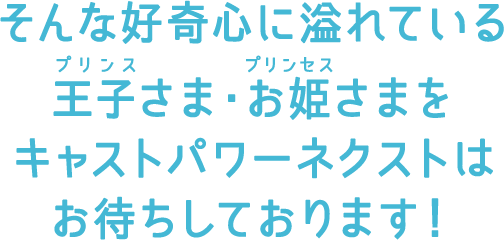 そんな好奇心に溢れている王子さま・お姫さまをキャストパワーネクストはお待ちしております！